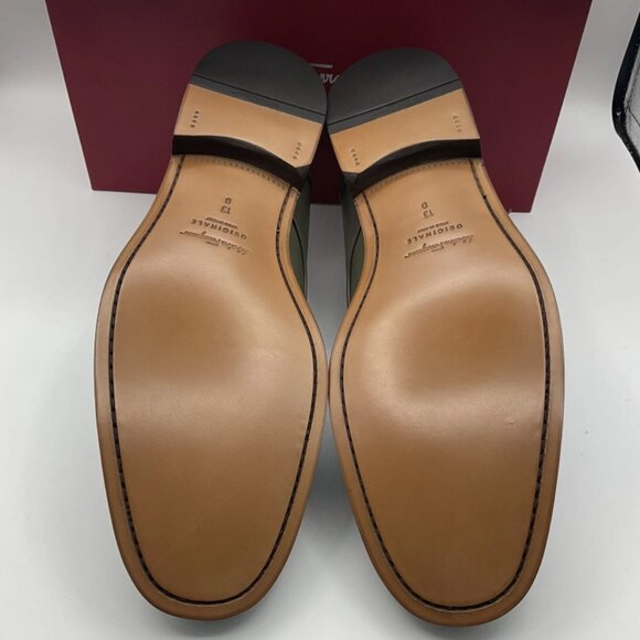 Salvatore Ferragamo Men's Gavino Lace-up Leather Shoes Olivo Calf Size 13 D - Picture 6 of 12